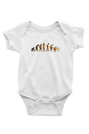 Antropolog Baskılı Beyaz Unisex Bebek Body - Zıbın