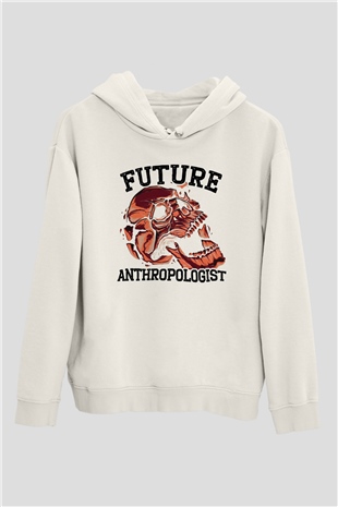 Antropolog Beyaz Unisex Kapüşonlu Sweatshirt