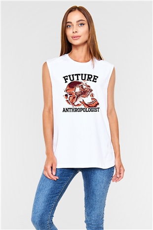 Antropolog Beyaz Unisex Kolsuz Tişört