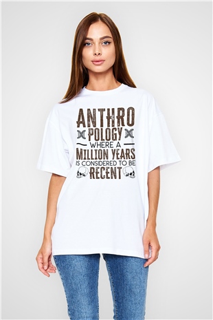 Antropolog Beyaz Oversize Tişört Oversize T-shirt - TişörtFabrikası