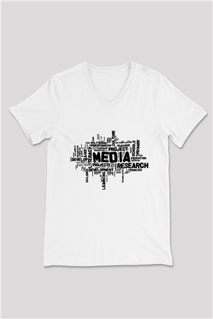 Antropolog Beyaz Unisex V Yaka Tişört T-Shirt