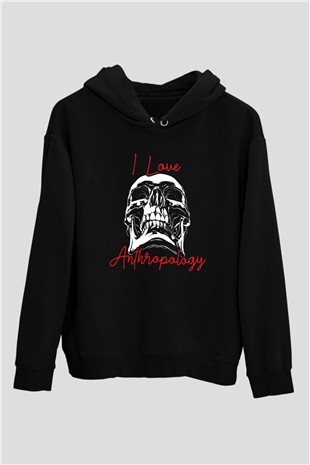 Antropolog Siyah Unisex Kapüşonlu Sweatshirt