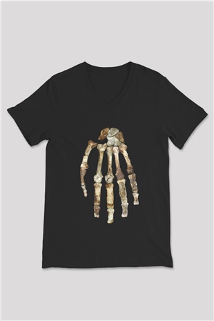 Antropolog Siyah Unisex V Yaka Tişört T-Shirt