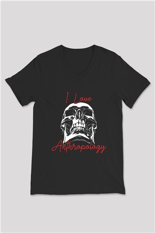 Antropolog Siyah Unisex V Yaka Tişört