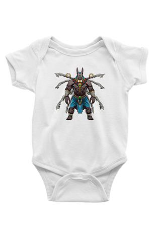 Anubis Baskılı Beyaz Unisex Bebek Body - Zıbın