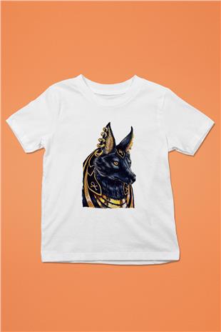 Anubis Baskılı Beyaz Unisex Beyaz Çocuk Tişört - Tshirt