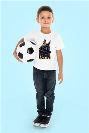 Anubis Baskılı Beyaz Unisex Beyaz Çocuk Tişört - Tshirt