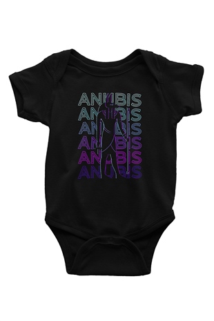 Anubis Baskılı Unisex Siyah Bebek Body - Zıbın