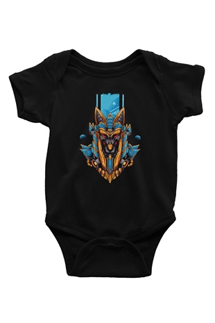 Anubis Baskılı Unisex Siyah Bebek Body - Zıbın