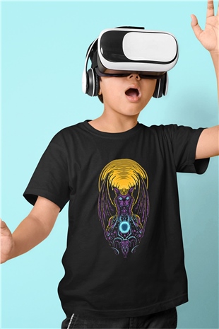 Anubis Baskılı Unisex Siyah Çocuk Tişört - Tshirt