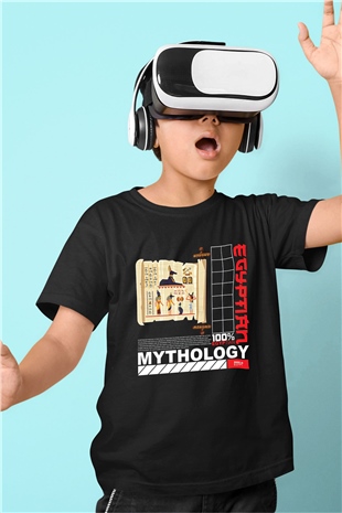 Anubis Baskılı Unisex Siyah Çocuk Tişört - Tshirt