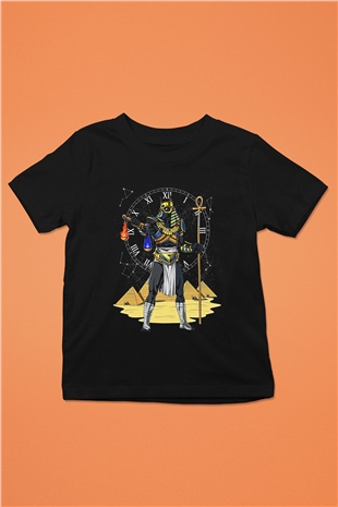 Anubis Baskılı Unisex Siyah Çocuk Tişört - Tshirt