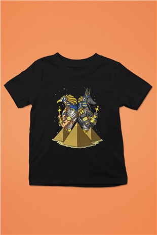 Anubis Baskılı Unisex Siyah Çocuk Tişört - Tshirt