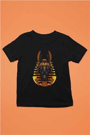 Anubis Baskılı Unisex Siyah Çocuk Tişört - Tshirt