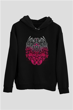 Anubis Baskılı Unisex Siyah Hoodie