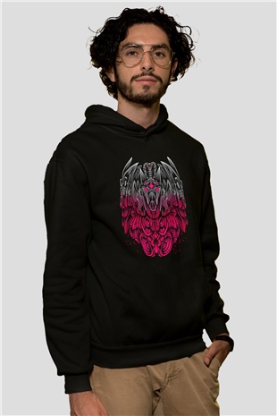Anubis Baskılı Unisex Siyah Hoodie