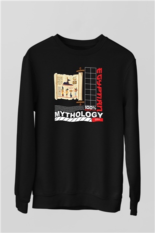 Anubis Baskılı Unisex Siyah Sweatshirt