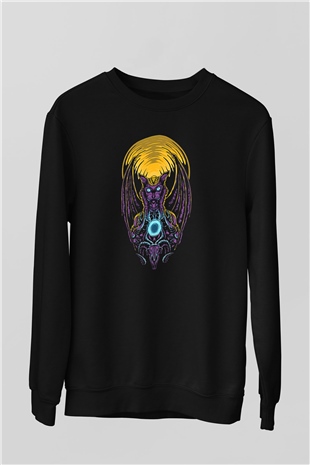Anubis Baskılı Unisex Siyah Sweatshirt