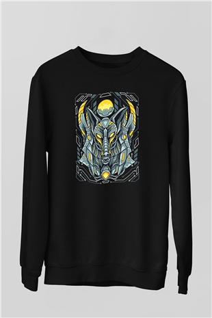 Anubis Baskılı Unisex Siyah Sweatshirt