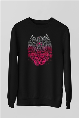 Anubis Baskılı Unisex Siyah Sweatshirt