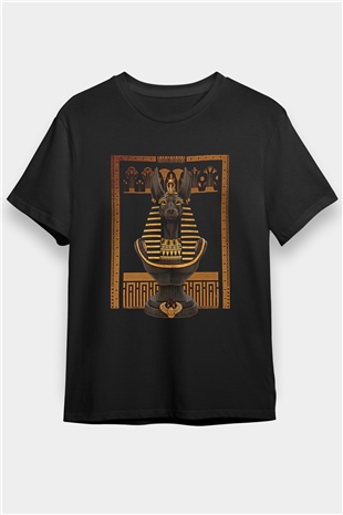 Anubis Baskılı Unisex Siyah Tişört - Tshirt
