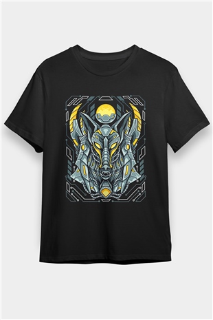 Anubis Baskılı Unisex Siyah Tişört - Tshirt