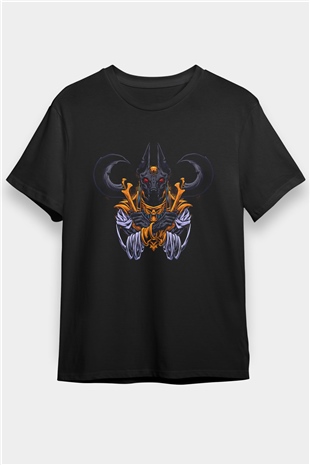 Anubis Baskılı Unisex Siyah Tişört - Tshirt