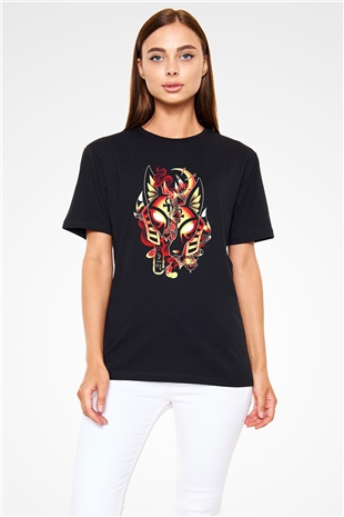 Anubis Baskılı Unisex Siyah Tişört - Tshirt