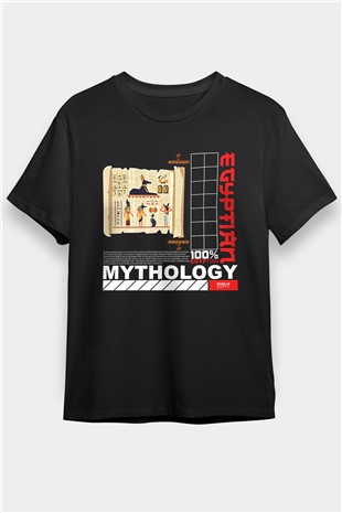 Anubis Baskılı Unisex Siyah Tişört - Tshirt