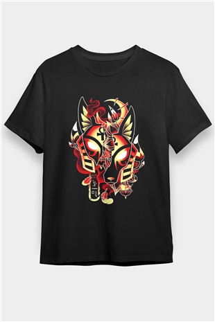 Anubis Baskılı Unisex Siyah Tişört - Tshirt