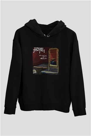 Anvil Baskılı Unisex Siyah Hoodie