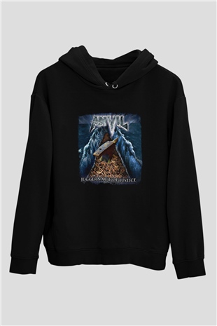 Anvil Baskılı Unisex Siyah Hoodie
