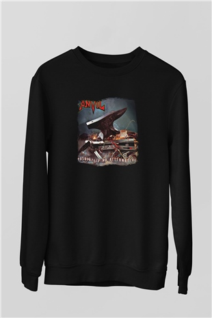 Anvil Baskılı Unisex Siyah Sweatshirt