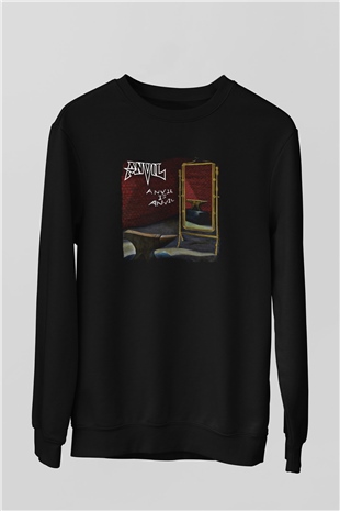 Anvil Baskılı Unisex Siyah Sweatshirt