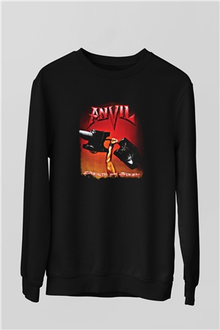 Anvil Baskılı Unisex Siyah Sweatshirt