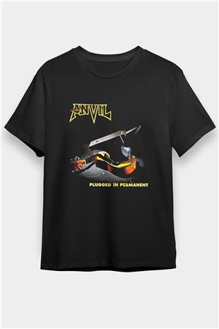 Anvil Baskılı Unisex Siyah Tişört