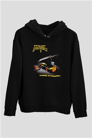Anvil Siyah Unisex Kapüşonlu Sweatshirt
