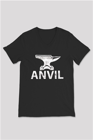 Anvil Siyah Unisex V Yaka Tişört
