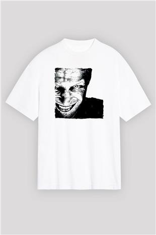 Aphex Twin Baskılı Beyaz Unisex Oversize Tişört - Tshirt