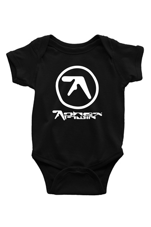 Aphex Twin Baskılı Unisex Siyah Bebek Body - Zıbın