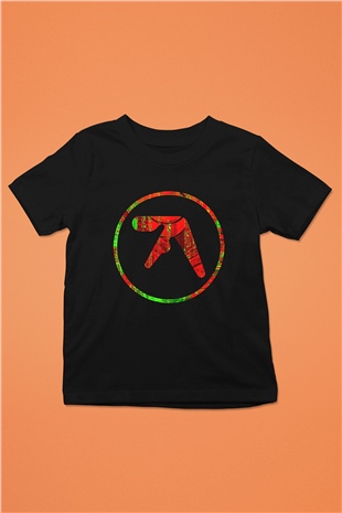 Aphex Twin Baskılı Unisex Siyah Çocuk Tişört - Tshirt