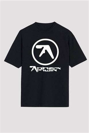 Aphex Twin Baskılı Unisex Siyah Oversize Tişört - Tshirt