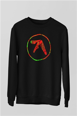 Aphex Twin Baskılı Unisex Siyah Sweatshirt