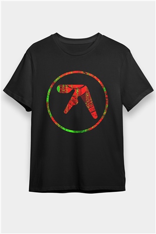 Aphex Twin Baskılı Unisex Siyah Tişört - Tshirt