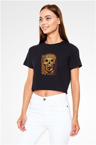 Apocalyptica Baskılı Unisex Siyah Crop Top Tişört