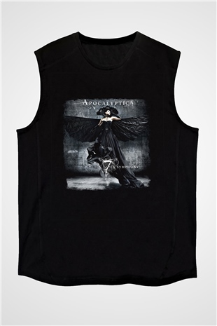 Apocalyptica Baskılı Unisex Siyah Kolsuz Tişört