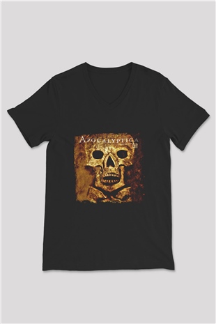 Apocalyptica Baskılı Unisex Siyah V Yaka Tişört