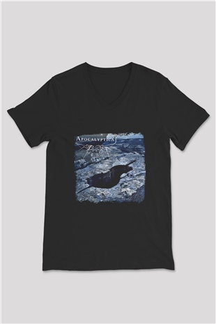 Apocalyptica Baskılı Unisex Siyah V Yaka Tişört