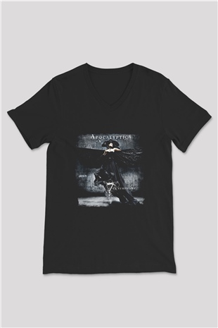 Apocalyptica Baskılı Unisex Siyah V Yaka Tişört