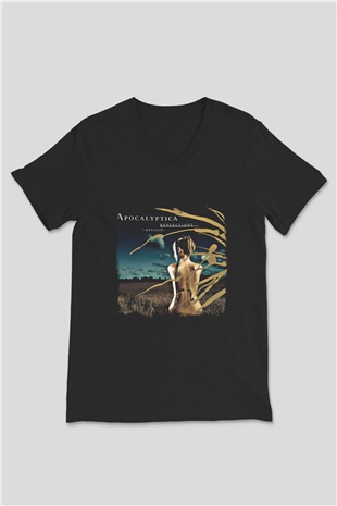 Apocalyptica Baskılı Unisex Siyah V Yaka Tişört